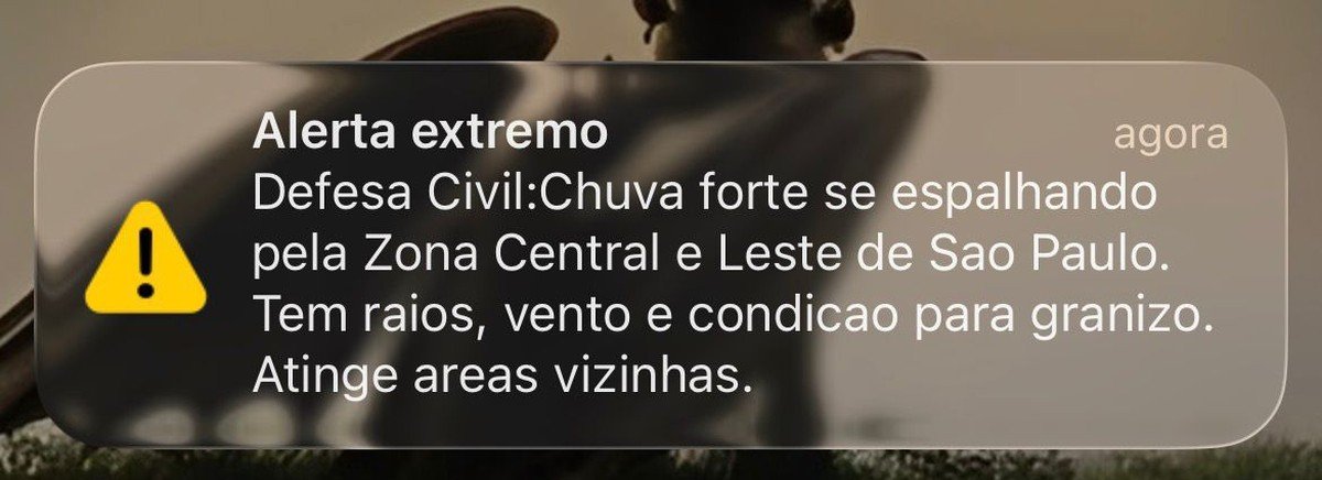 Defesa Civil emite 'alerta extremo' de chuva forte em SP e estado de atenção para alagamentos