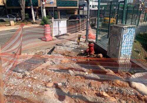 Obras de requalificação em avenida na Zona Leste de SP deixa via sem faixa de pedestres e prejudica entrada de comércios