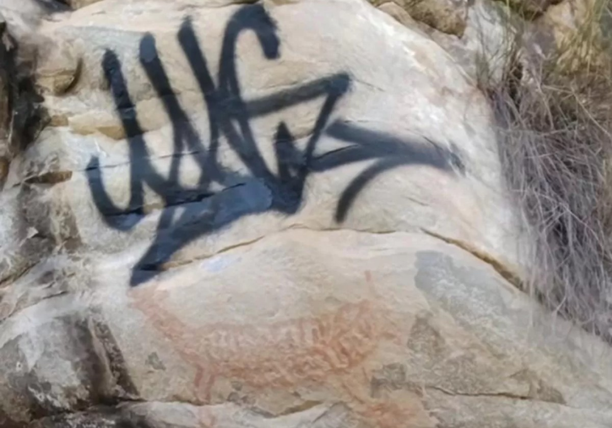 Áreas de parque de MG que teve pichação em pinturas rupestres serão isoladas para limpeza