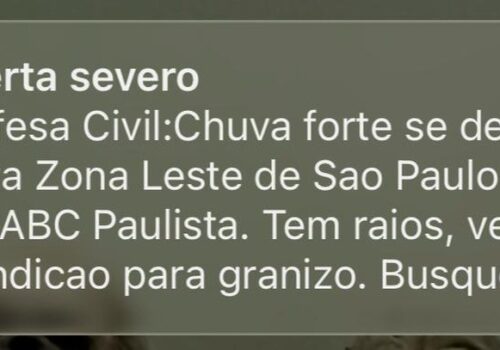 Defesa Civil emite alertas para chuva forte na Grande São Paulo