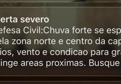 Defesa Civil emite alerta severo de chuva forte, ventos e raios em São Paulo