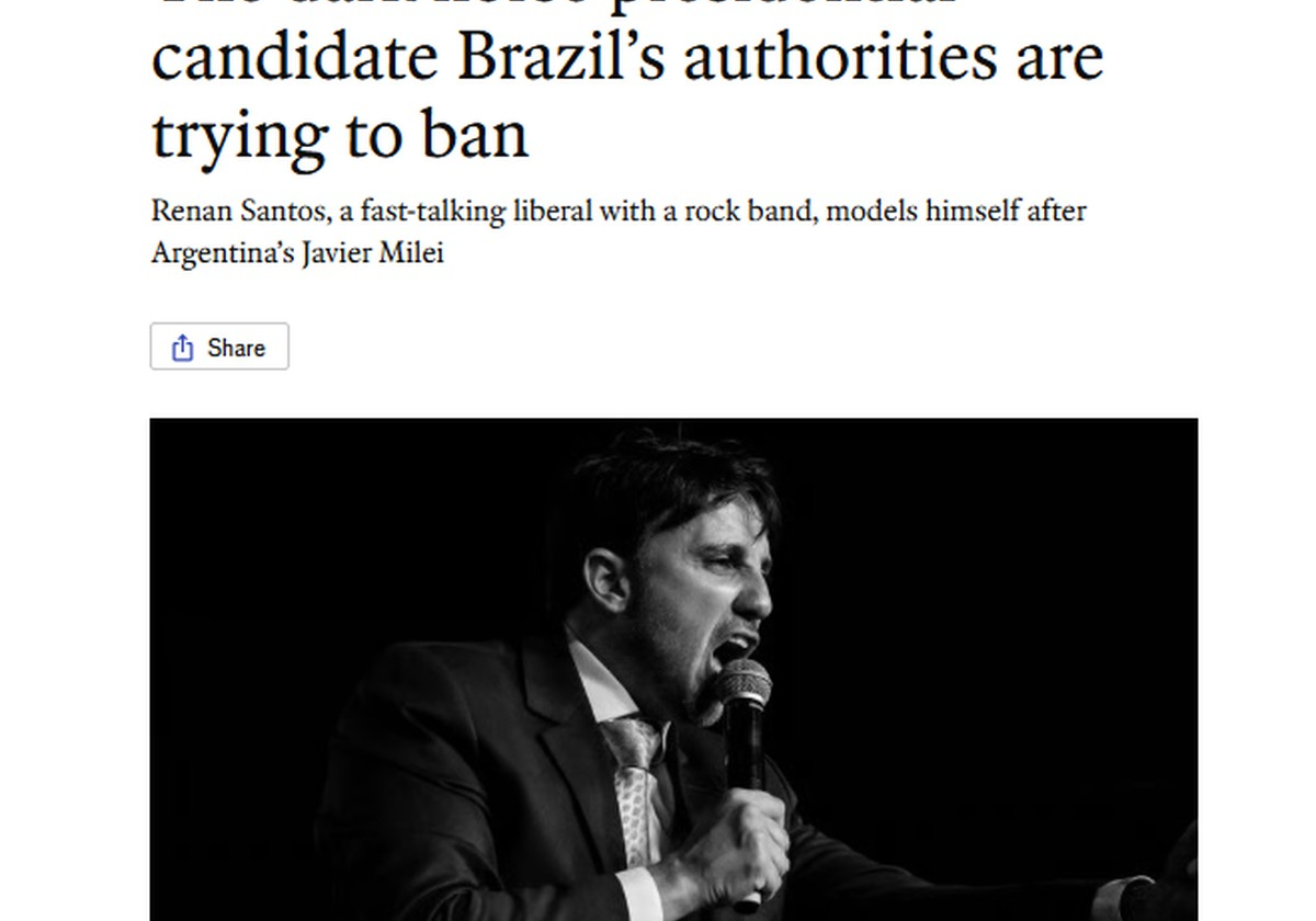 The Economist compara Renan Santos a Milei e destaca candidatura à Presidência: 'não é um charlatão'