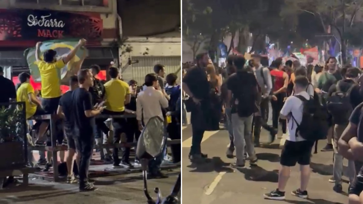 PM interdita Rua Maria Antônia, em SP, após apoiadores de Lula e Flávio Bolsonaro trocarem xingamentos em atos